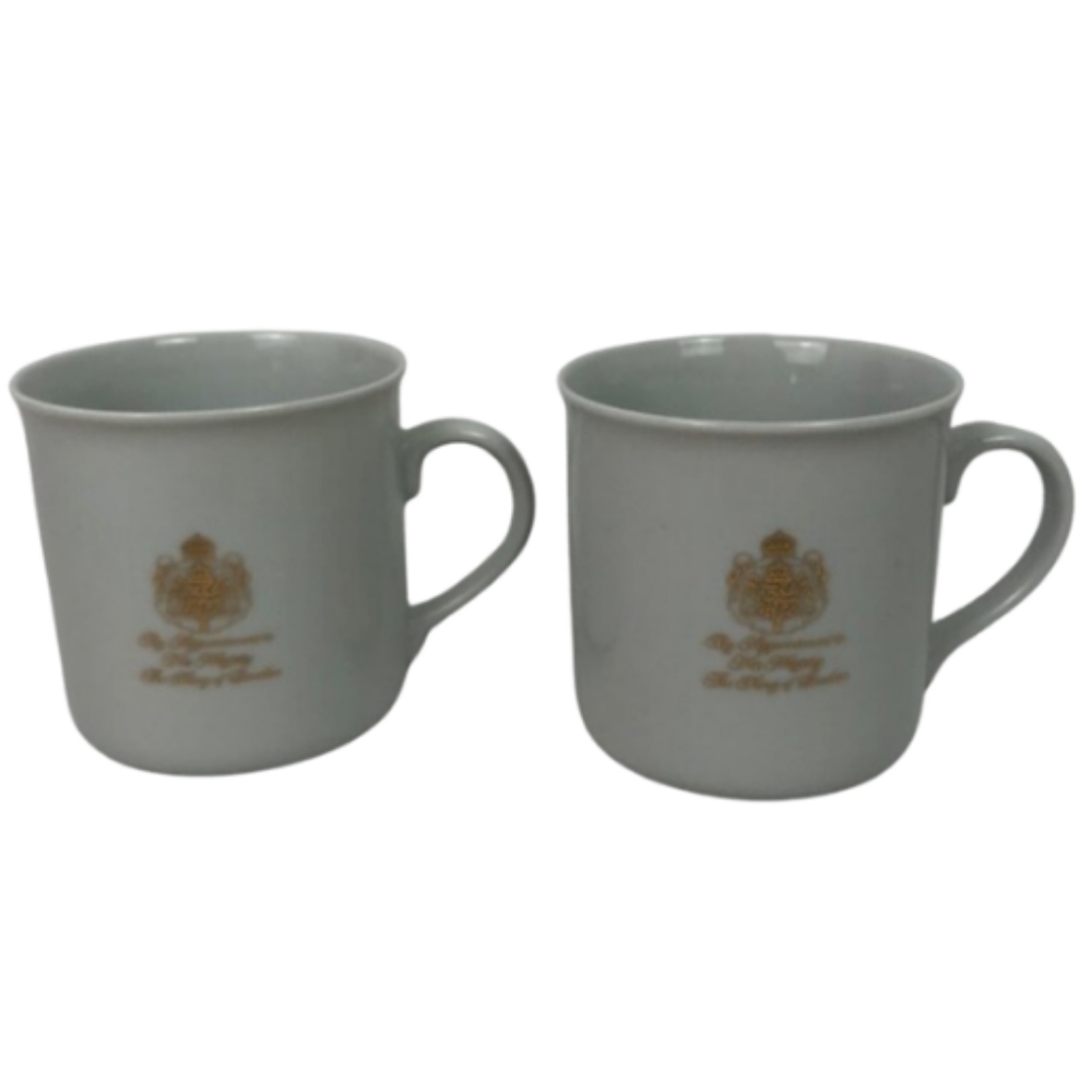NIB Vintage Gevalia Royal Crest White Coffee Kaffe Mugs Sweden